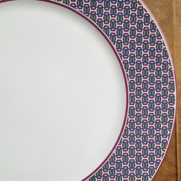 RARE AUTHENTIC HERMES CHINA TIE SET MAILLE DESSERT SALAD APPETIZER ACCENT PLATE - Picture 9 of 9